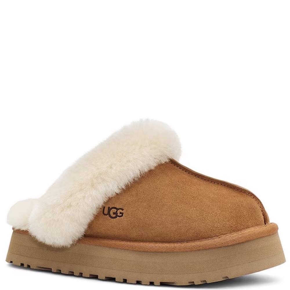 Ugg Disquette Suede Fur Platform Slippers - Size 9